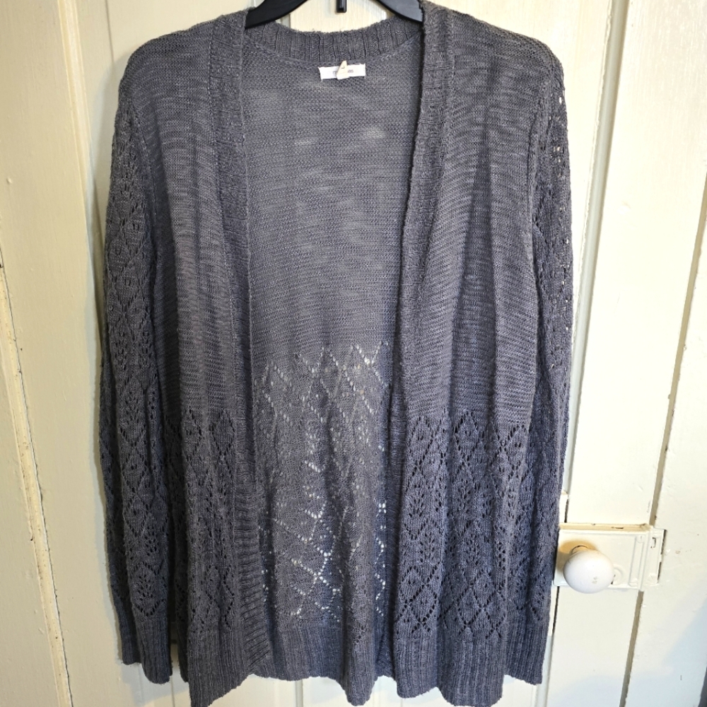Maurices Open-Front Knit Sweater, Dusty Blue Size Large
